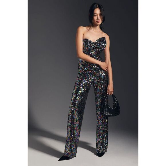 Anthropologie Hutch Bow Jumpsuit Size 2 Black Montif Strapless - Picture 1 of 13